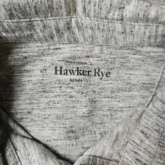 Hawker Rye Grey Speckled Polo Shirt Size Medium Short Sleeve Preppy Classic - Picture 3 of 3